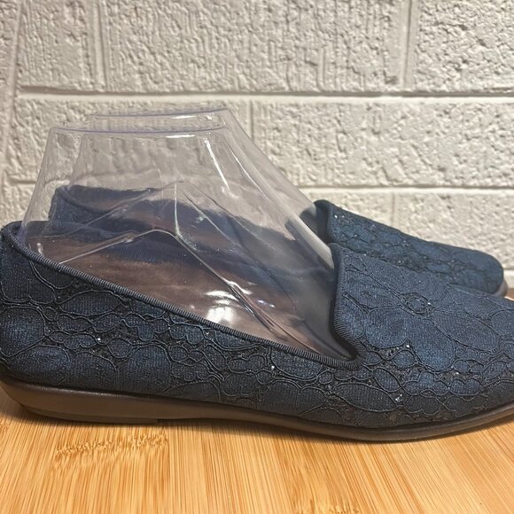 AEROSOLES Sparkle Midnight Blue Slip-on Shoes Women's Sz 9 EUC - Picture 2 of 9